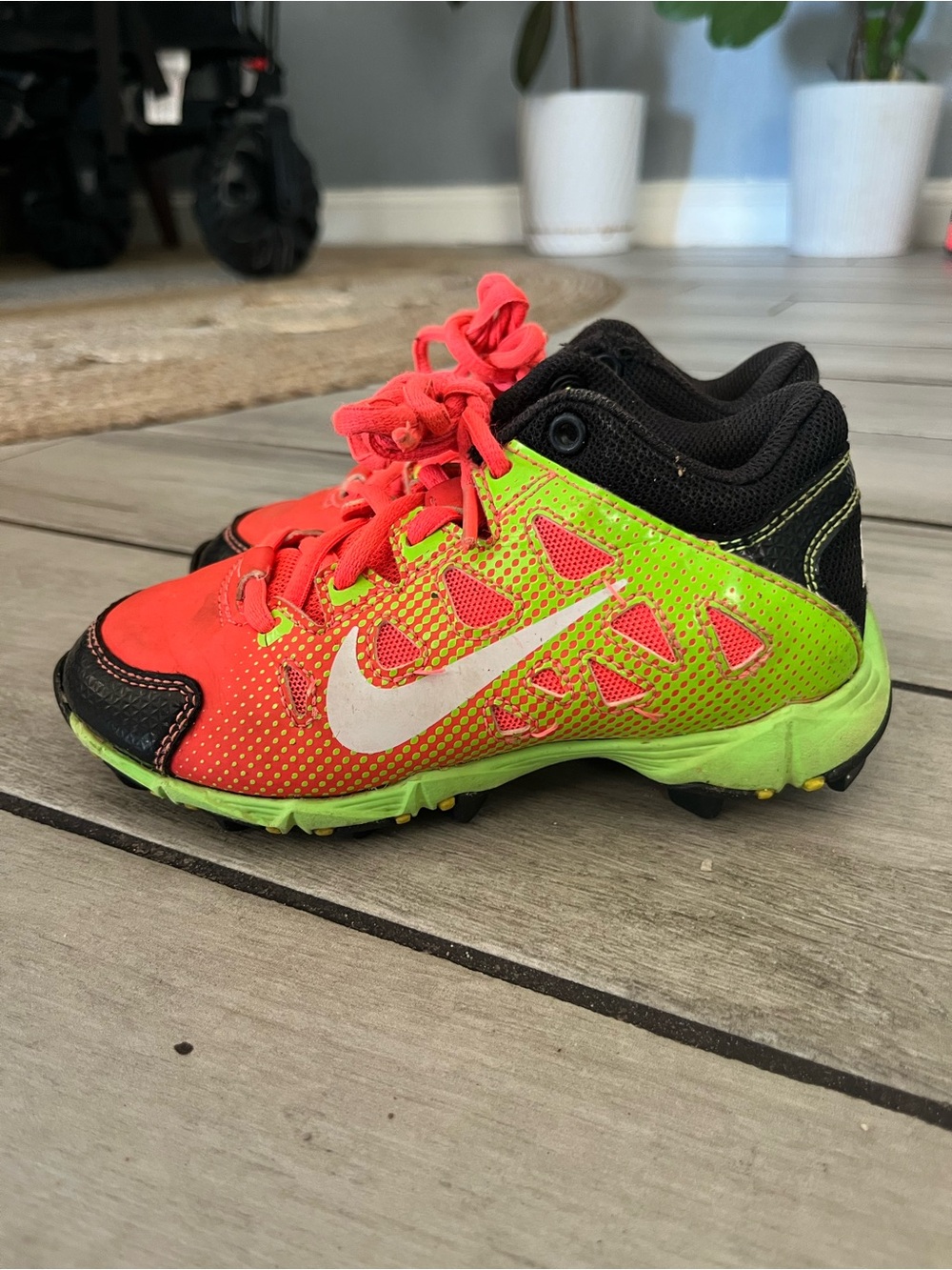 Nike Kids Neon Green & Coral Athletic Cleats